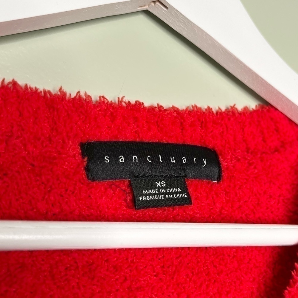 Sanctuary Women’s Fuzzy V Neck Long Sleeve Sweater in Red Size XS - Picture 8 of 11